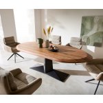 DELIFE Aithon 240 x 105 cm akácie hnědá kovová podnož černá oválný – Hledejceny.cz