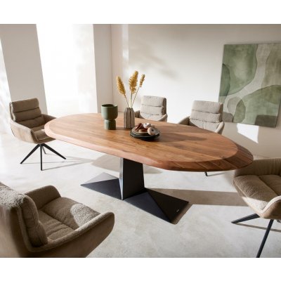 DELIFE Aithon 240 x 105 cm akácie hnědá kovová podnož černá oválný – Hledejceny.cz