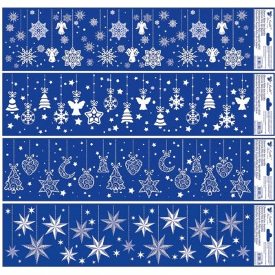 Anděl Přerov Okenní fólie pruhy visící ozdoby bílé s glitry 64 x 15 cm – Hledejceny.cz