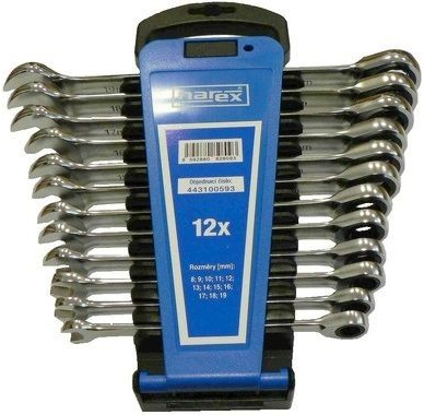12 dílná PROFI sada ráčnových očkoplochých klíčů Narex 8-19mm, DIN3113, plastový držák (443100593)