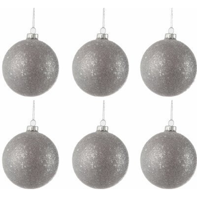 J-Line by Jolipa Sada šedých vánočních koulí s flitry 6 ks 8*8*8 cm – Hledejceny.cz