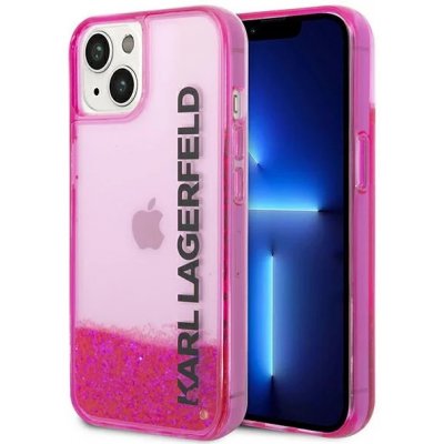 Pouzdro Karl Lagerfeld iPhone 14 Plus Liquid Glitter Elong růžové