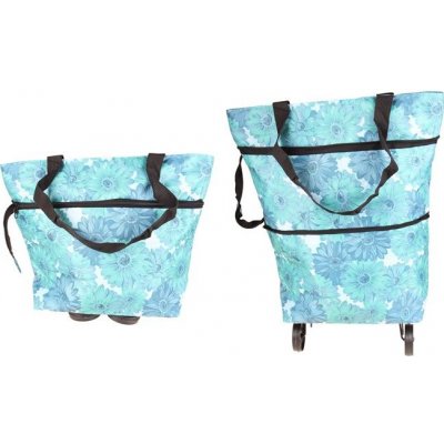 Nákupní taška s kolečky modrá s květy – Zboží Mobilmania