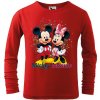 Dětské tričko s potiskem Dívčí tričko s dlouhým rukávem Mickey a Minnie Červená