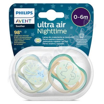 Philips Avent šidítko Ultra air noční chlapec obrázek 2 ks zelená modrá – Zboží Dáma