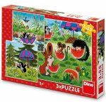 Dino KRTEK a paraplíčko skládačka Krteček 3 x 55 dílků – Sleviste.cz