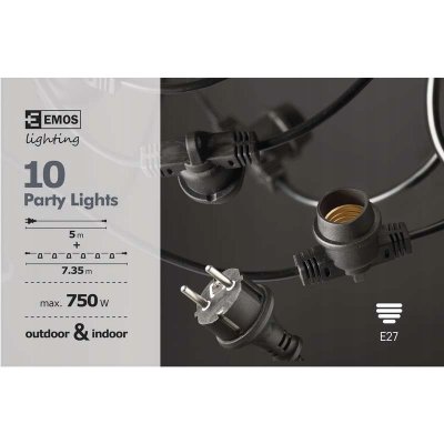 Emos DCPZ01 spoj. světel. řetěz na 10 žárovek E27 + adaptér – Sleviste.cz