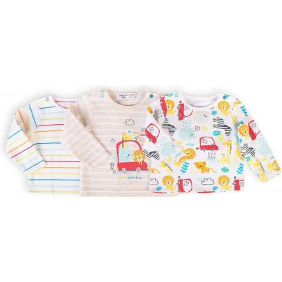 Minoti Tričko kojenecké s dlouhým rukávem 3pack Minoti Car bílá – Zboží Dáma