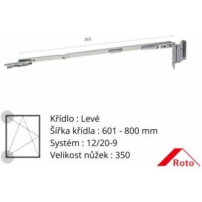 Roto NT rámové nůžky Levé křídlo 601 - 800 (350) mm 12/20-9 258058 – Sleviste.cz
