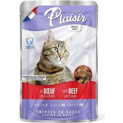 Plaisir Cat hovězí & krůtí 22 x 100 g