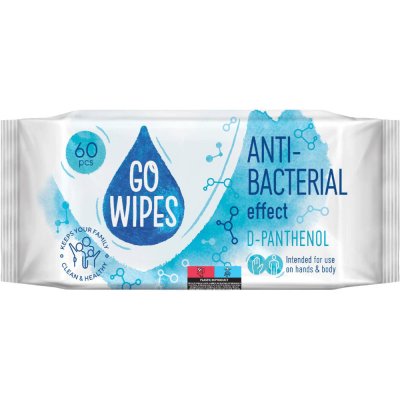 GoWipes Anti-Bacterial Effect D-Panthenol vlhčené čisticí ubrousky na ruce a tělo 60 ks – Zboží Dáma