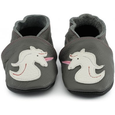 Ebooba kožené capáčky s koženou podrážkou jednorožec šedá – Sleviste.cz