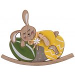 Emocio Dekorace dřevo 195x155mm HOUPACÍ ZAJÍC, žlutá, zelená – Hledejceny.cz