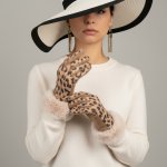 Guanti & Co. dámské leopardí rukavice s kožíškem v hnědé s béžovým kožíškem – Hledejceny.cz