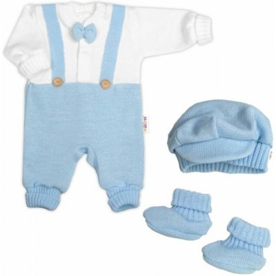 Baby Nellys Rostoucí pletený overálek 3D Hand Made malý Elegán sv. modrý bílá – Hledejceny.cz