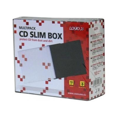 Box na 1 ks CD, průhledný, černý tray, tenký, Logo, 5,2mm, 10-pack, DOPRODEJ – Zboží Živě