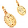 Přívěsky Šperky Eshop Přívěsek ve žlutém zlatě oválná známka se symboly Panny Marie S2GG204.09