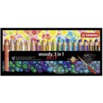 Stabilo Pastelky STABILO woody 3 v 1 ARTY- barvička vodovka voskovka- 18 ks + ořezávátko+štětec 451918 – Zboží Dáma
