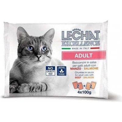 Monge Lechat Ecxellence Adult hovězí s lososem 4 x 100 g