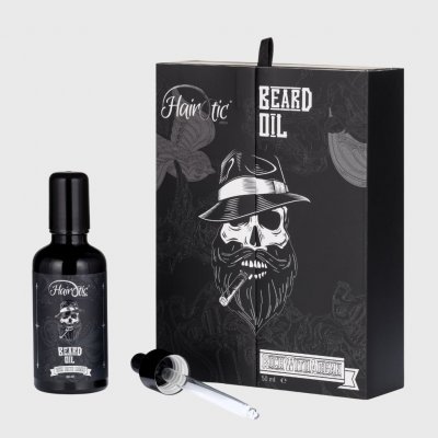 Hairotic Beard Oil vyživující olej na vousy s roll-on aplikátorem, magnetický box 50 ml