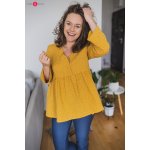 Těhotenská kojící tunika Mother Nature dl.rukáv Mustard Dots – Zboží Dáma