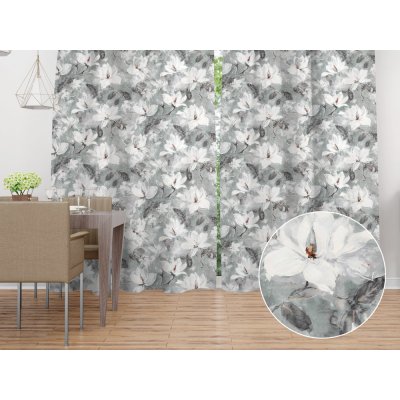 Biante Sametový závěs Tamara TMR-016 Designové květiny na šedozeleném 145x190 cm – Hledejceny.cz