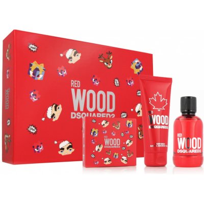 Dsquared2 Red Wood EDT 100 ml + sprchový gel 100 ml + peněženka dárková sada – Zboží Mobilmania