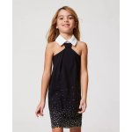 Twinset šaty s límečkem a kamínky černé – Zbozi.Blesk.cz