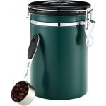 BUCOMTU 1,8litrová nerezová plechovka na kávu, vzduchotěsná s ukazatelem data a nerezovou odměrkou – Zboží Dáma