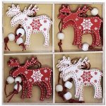 DECOLED Dřevěný sob 5x6 cm červený a bílý 12ks bal. – Zboží Dáma