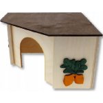 JK ANIMALS Dřevěný rohový domek pro králíky 27 x 27 x 15 cm – Hledejceny.cz