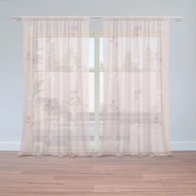 Sablio Záclony Bílé a růžové květy: 2ks 150x250cm – Hledejceny.cz