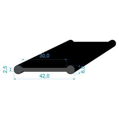 02831015 Pryžový profil tvaru "I", 42x6/2,5mm, 60°Sh, EPDM, -40°C/+100°C, černý – Zbozi.Blesk.cz