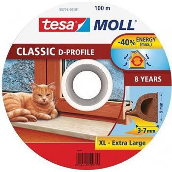 Tesa® Těsnění tesamoll® profil D, 9 mm, hnědé, 100 m ST2211208