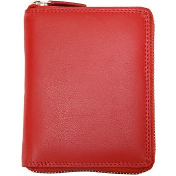 kožená peněženka celá dokola na zip Červená