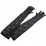 Dlouhé společenské rukavice krajkové 3 černá – Zboží Dáma