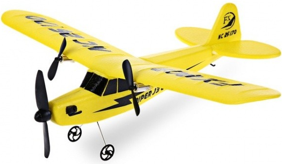PIPER J-3 CUB RC letadlo 2 kanály 2,4 Ghz žlutá FX RC_74421 RTF 1:10