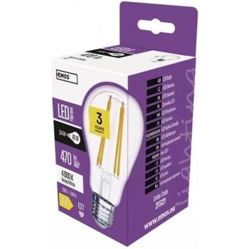 Emos LED žárovka Filament A60 3,4W E27 neutrální bílá