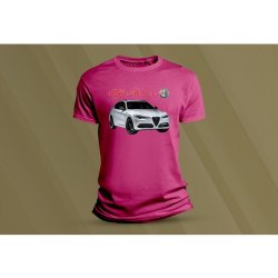 Sandratex dětské bavlněné tričko Alfa Romeo Stelvio. fuchsia