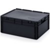 Úložný box TBA Plastová ESD Euro přepravka 800x600x320 mm s víkem plný úchyt