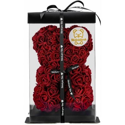 Medvídárek Classic medvídek z růží 25cm dárkově balený - tmavě červený – Zboží Dáma