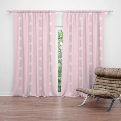 Závěsy Bílé puntíky na růžové: 2 ks - 140x250 cm - Sablio – Hledejceny.cz