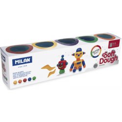 MILAN Plastelína Soft Dough glitrové barvy 5 ks