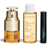 Clarins Double Serum Eye Collection oční sérum Double Serum Eye 20 ml + čisticí olej Total Cleansing Oil 50 ml + řasenka Supra Lift & Curl Mascara 3 ml 01 Intense Black + kosmetická taštička dárková s – Zboží Mobilmania