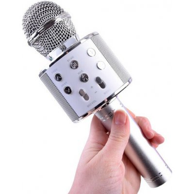 Bezdrátový karaoke mikrofon s reproduktorem stříbrná – Hledejceny.cz