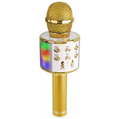 MAX KM15G Karaoke mikrofon s reproduktorem LED BT a MP3 zlatý