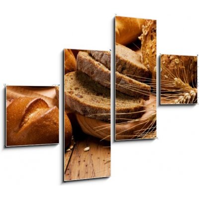 Obraz čtyřdílný 4D - 120 x 90 cm - assortment of baked bread sortiment pečeného chleba – Zboží Mobilmania