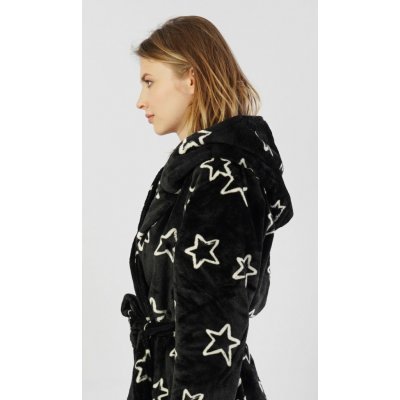Vienetta dámský župan krátký s kapucí Hvězdy černá – Zboží Dáma