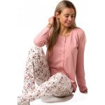 Dámské růžové bavlněné s kalhotami se vzorem růží celopropínací 1B2331 růžová M – Sleviste.cz