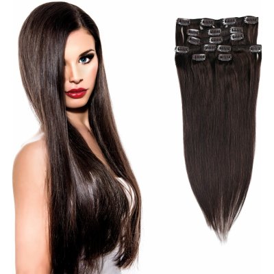 Girlshow Clip in vlasy 45 cm lidské Remy, 70 g odstín 2 (tmavě hnědá pralinka) – Hledejceny.cz